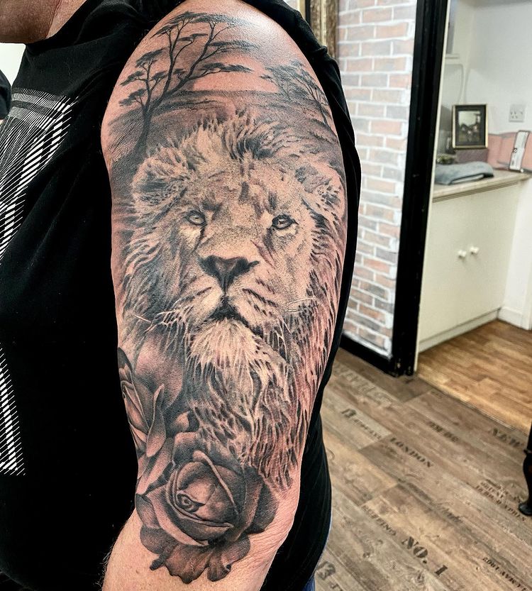 badass lion tattoo