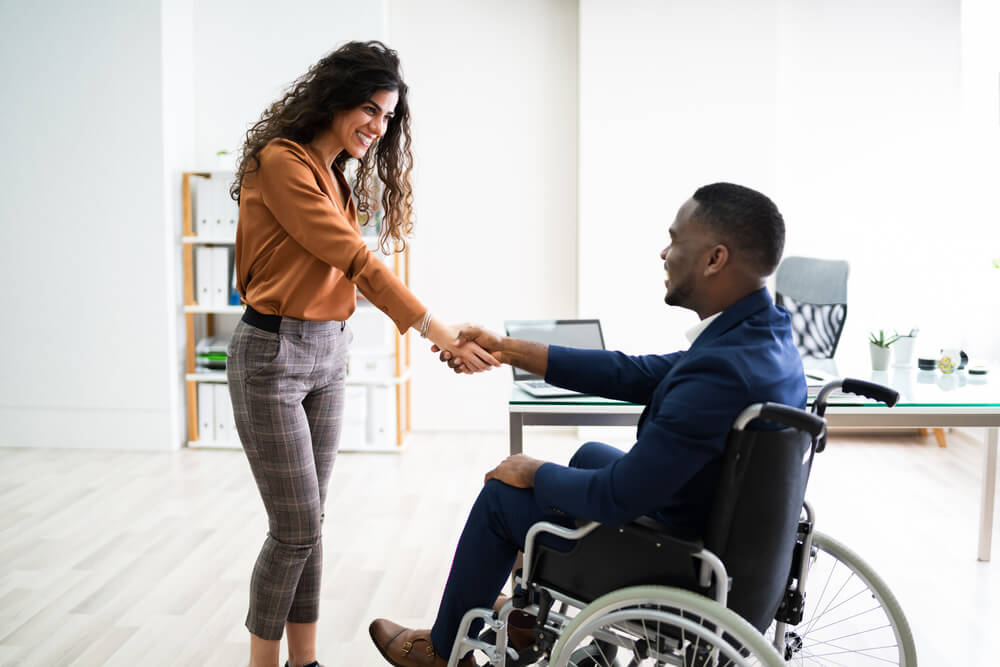 disabled person meeting with a title pawn representative