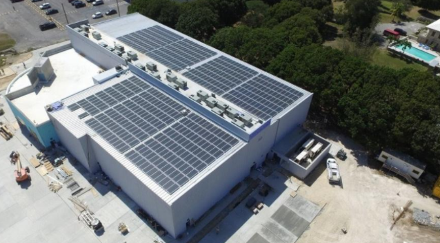 Solar system on St. Croix movie theater by CivicSolar