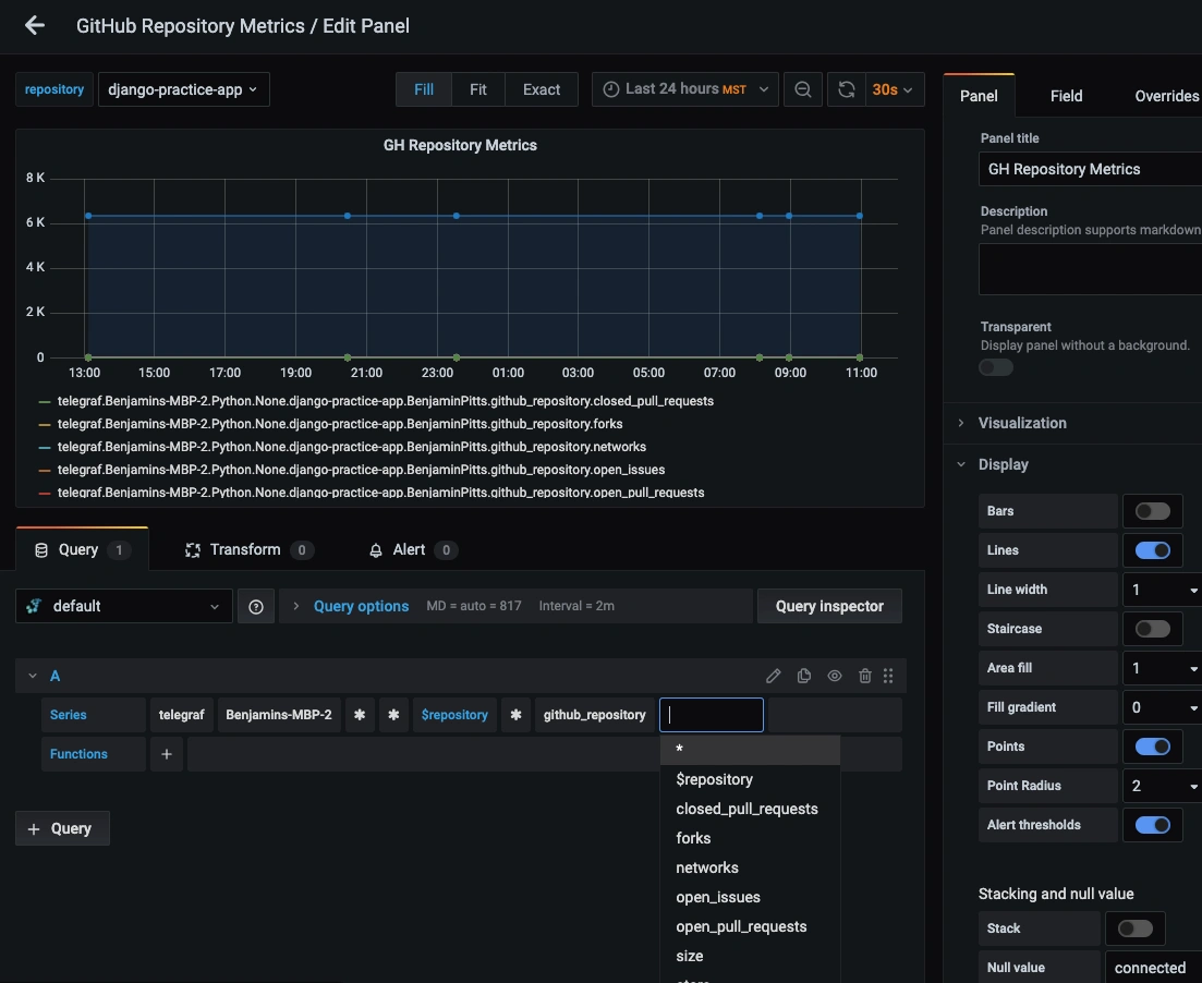 Maintain Code Quality Using Telegraf and MetricFire to Monitor GitHub - 3