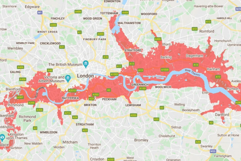 Areas to be flooded by 2030, according to NASA