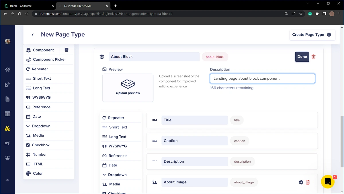 About Block component configuration