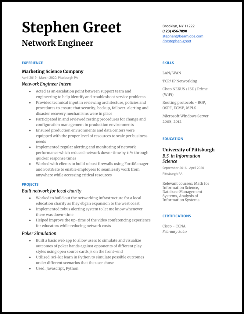 ccna fresher resume format free download