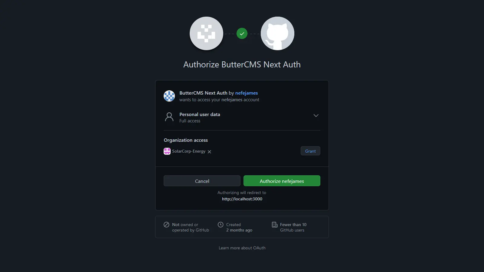 Third step of authentication flow: Authorize ButterCMS NextAuth