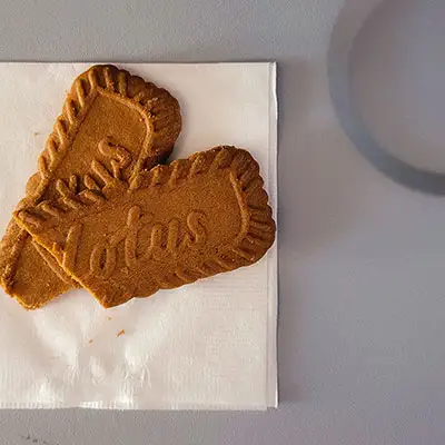 Lotus butter cookies snack on a flight.