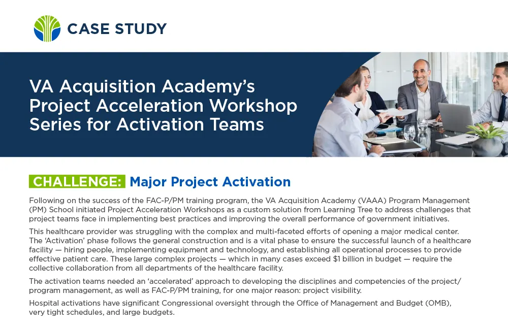 VA Acquisition Academy’s Project Acceleration Workshop  Series for Activation Teams