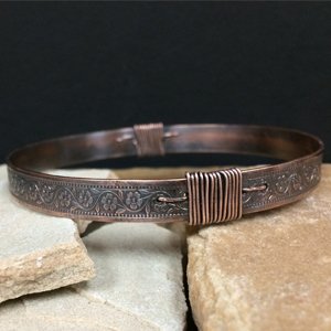 Wire wrapped copper bangle by Erica Stice