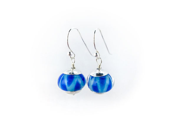 Earrings made with blue beads