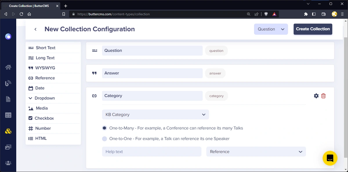 KB FAQ collection configuration