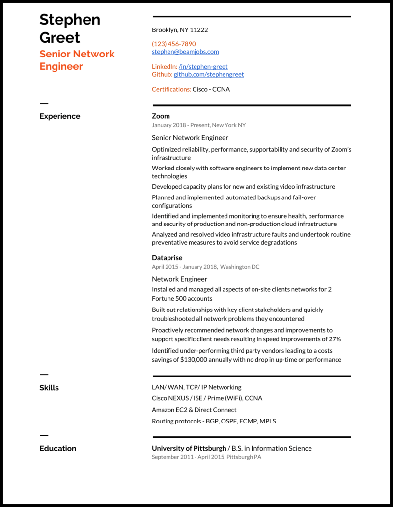 5 Network Engineer Resume Samples That Worked In 2021