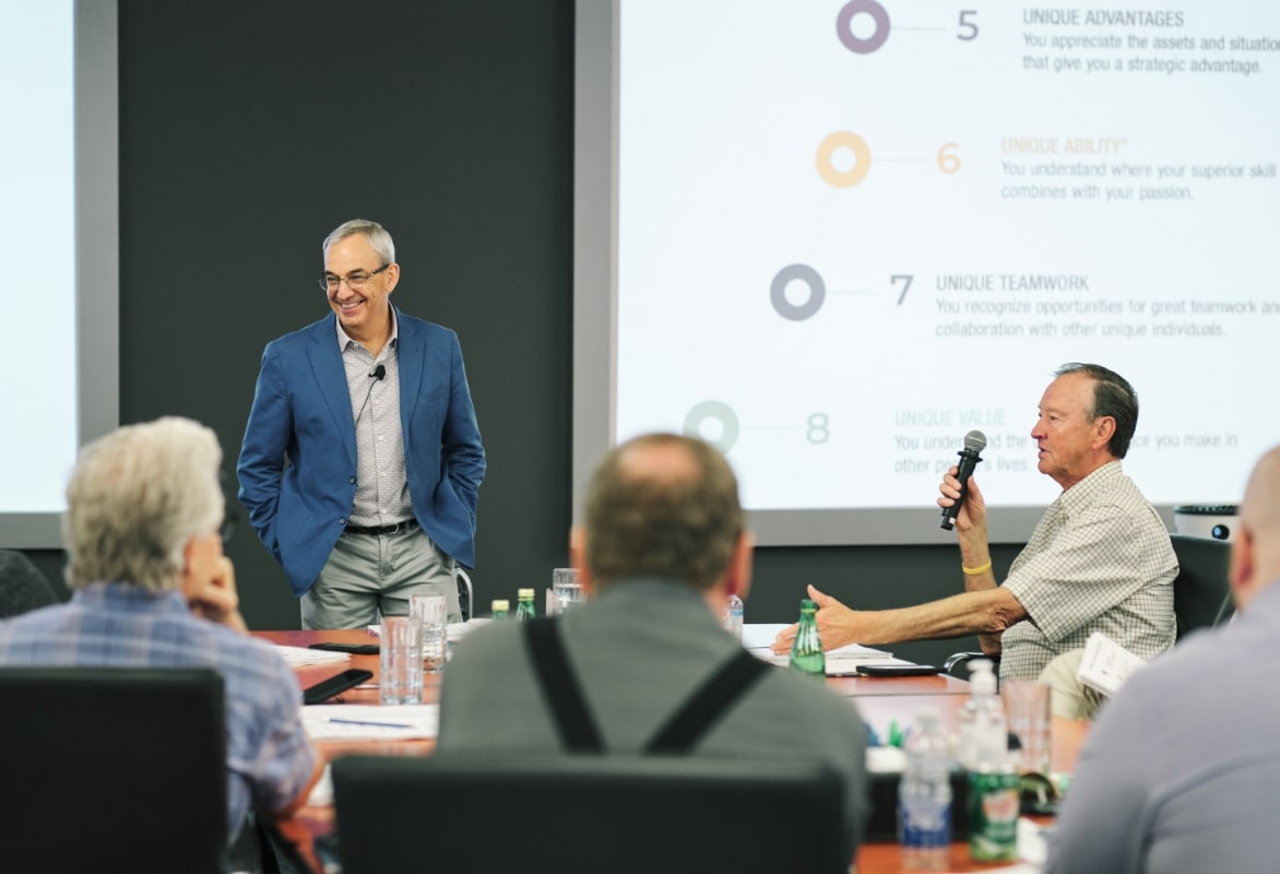 Entrepreneurs around a table at a Strategic Coach workshop
