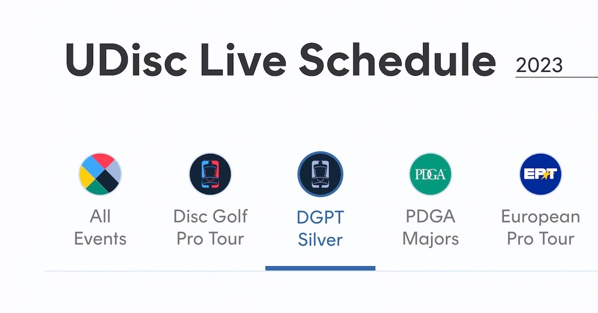 Names of different disc golf tournament series with DGPT Silver highlighted