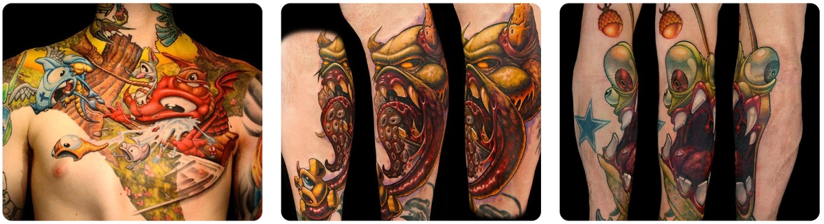 three tattoo examples by tattoo artist jesse smith