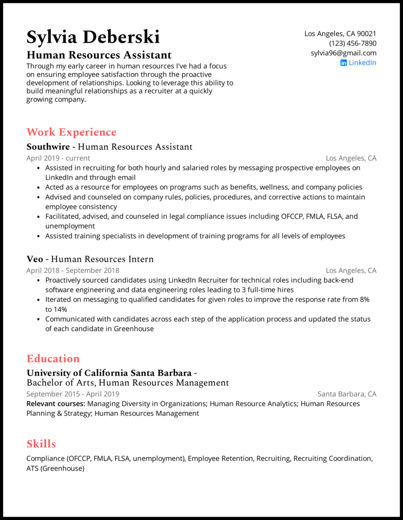 5 Human Resources Hr Resume Examples For 2021
