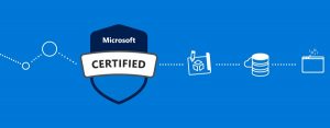 Microsoft certified badge with icons