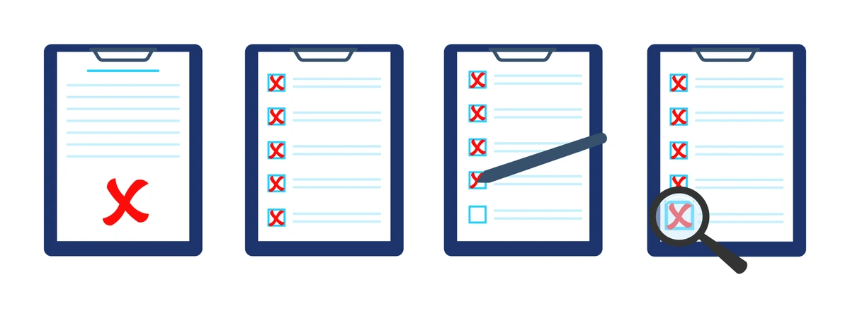 Icon depicting a checklist with a checkmark, symbolizing error reduction.