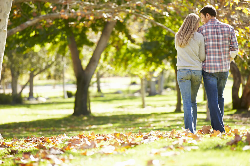 couple walking in a park