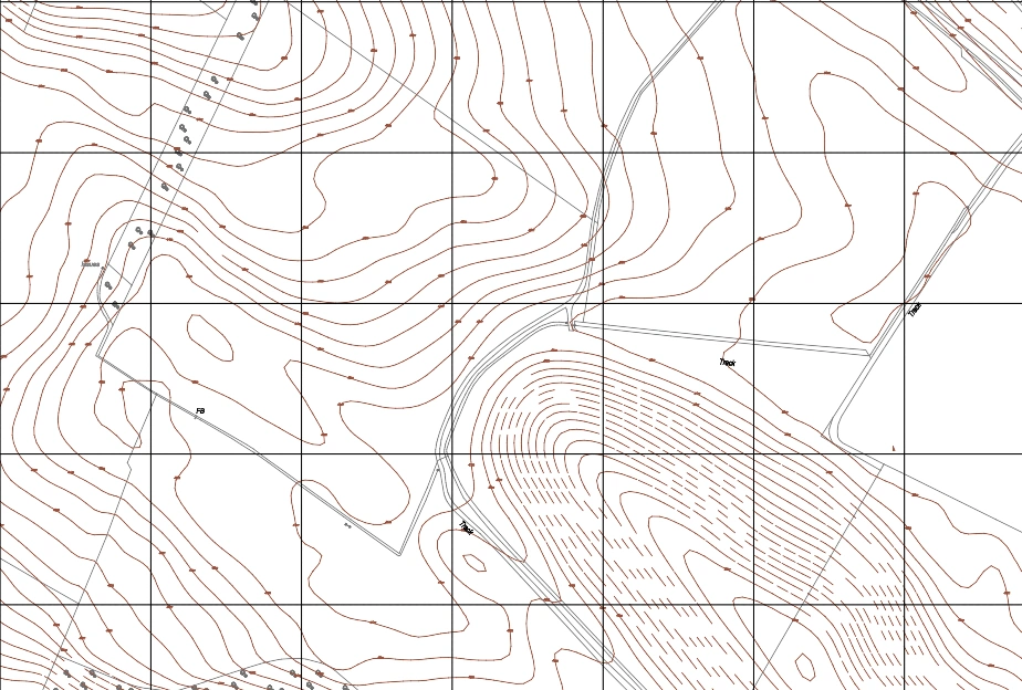 Topography map with 1m contours