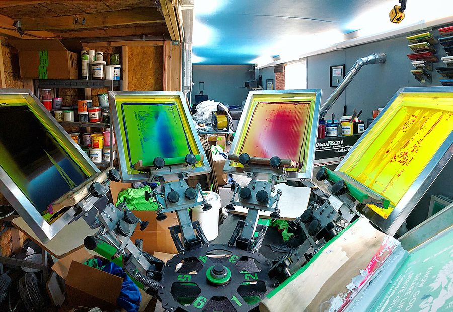 Success Print Shop's small screen printing setup