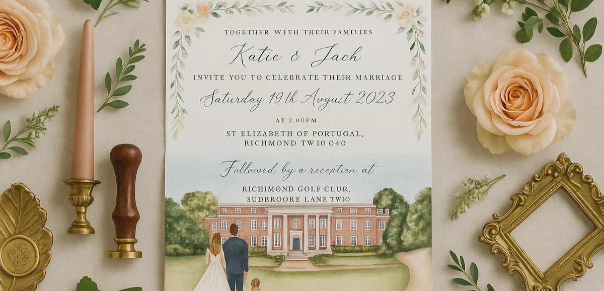 Gorgeous wedding invitation that's addressed to a wedding guest.