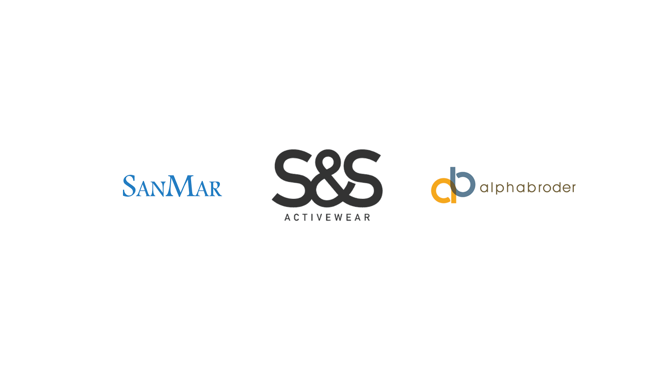 SanMar, S&S, AlphaBroder logos