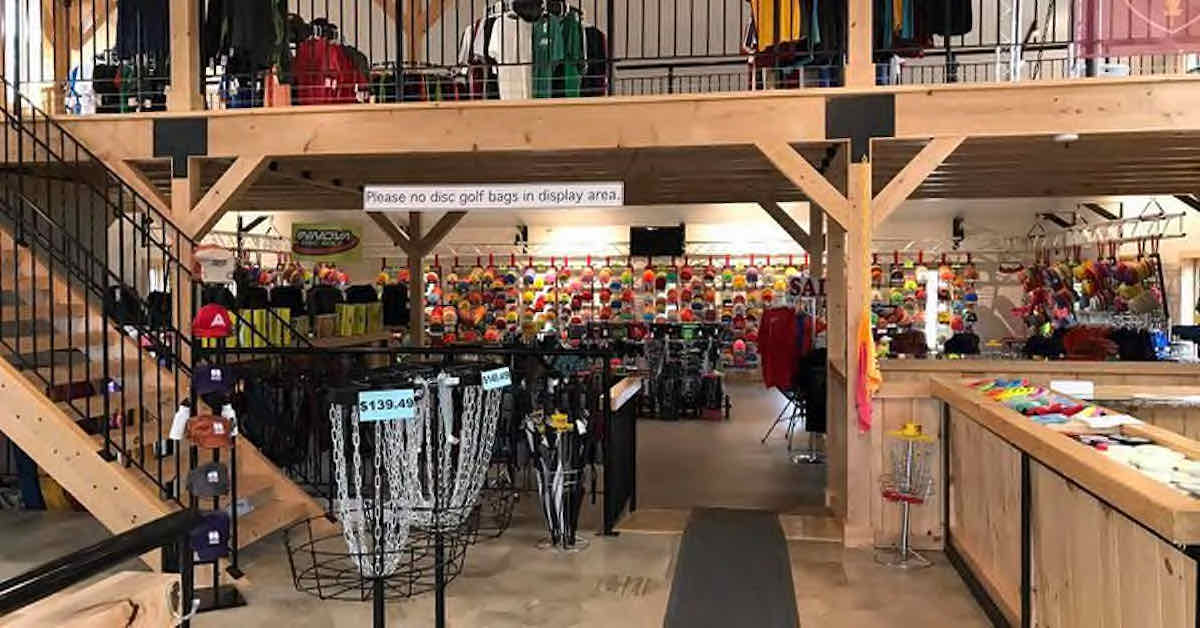 A modern and large disc golf retail space
