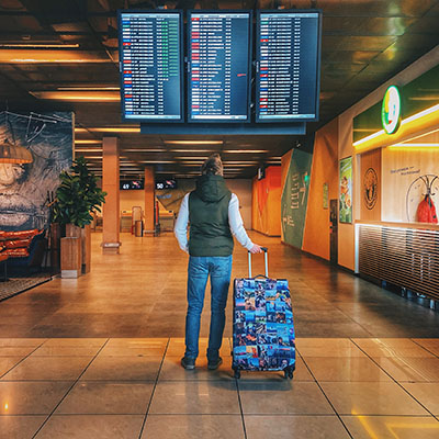 Man looking at flights.