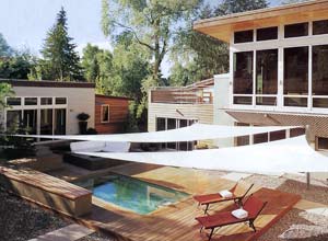 an inground Endless Pool in a courtyard