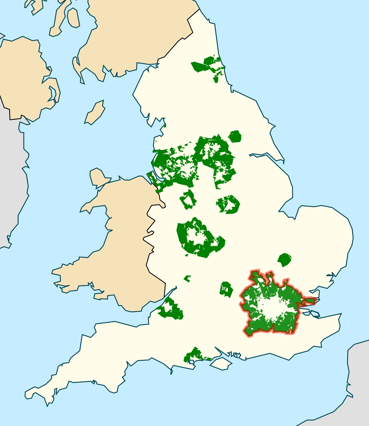 map showing green belt zones