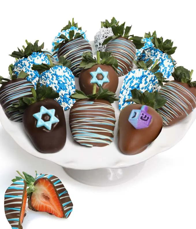 Hanukkah chocolate covered strawberries