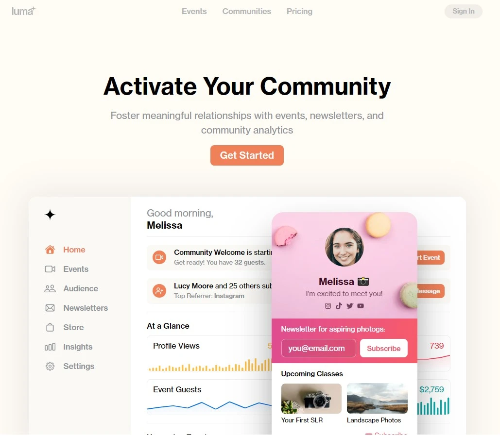 Luma landing page inspiration