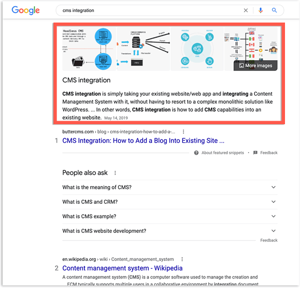 Screenshot: Featured snippet