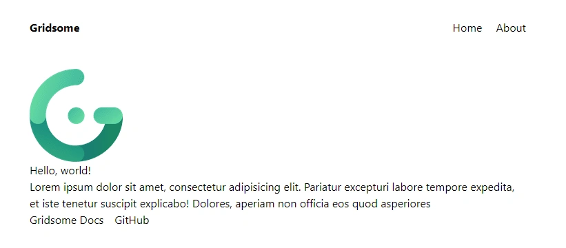 Gridsome application welcome page 