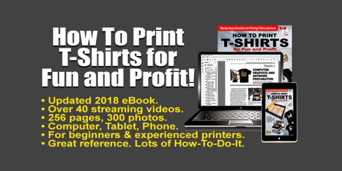 Scott Fresener's famous book on printing t-shirts (Click to download for free!)