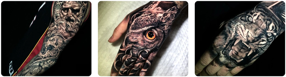 three tattoo examples by tattoo artist ysrael asencio