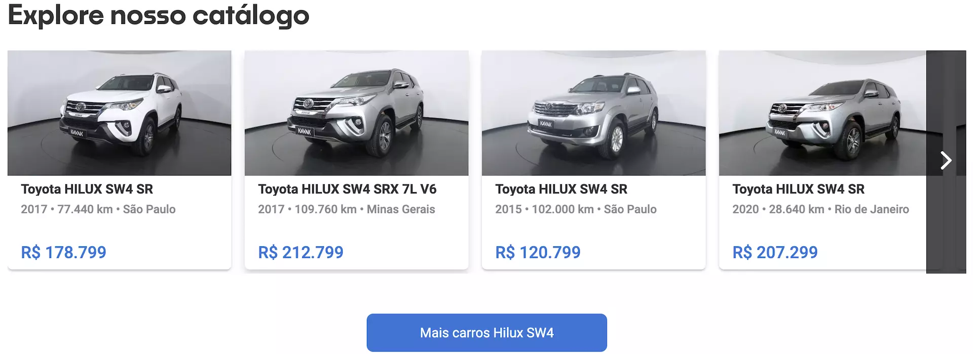 Hilux SW4 Preço