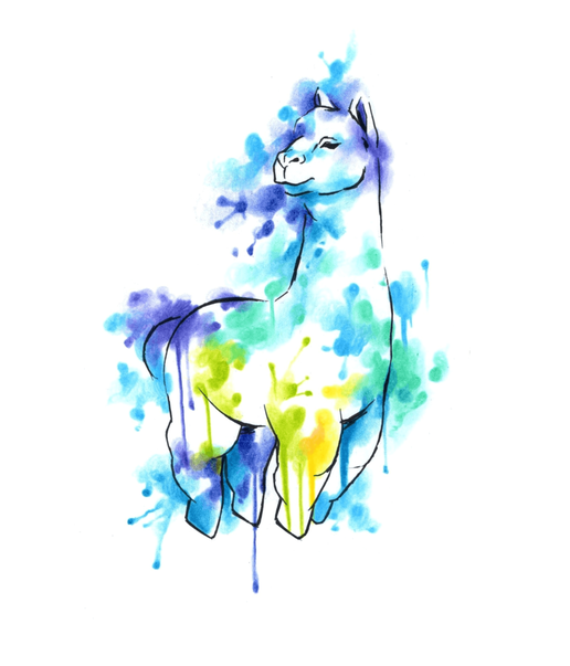 watercolor alpaca