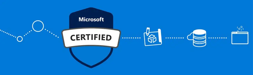 Microsoft certified badge with icons