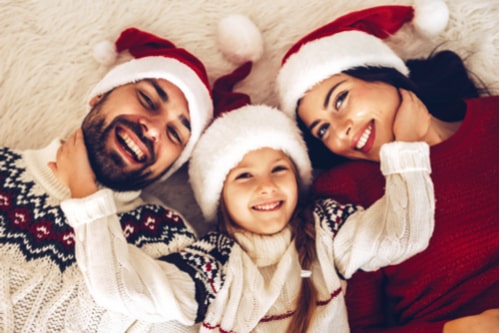 happy family with christmas cheer