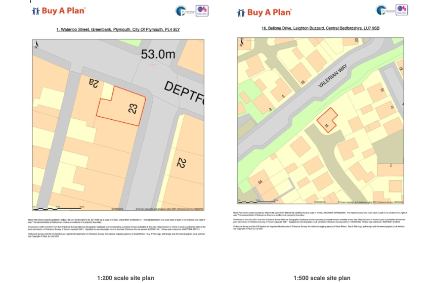 1:200 and 1:500 Location Plan samples by BuyAPlan®