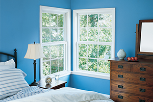 Double hung fiberglass windows in bedroom