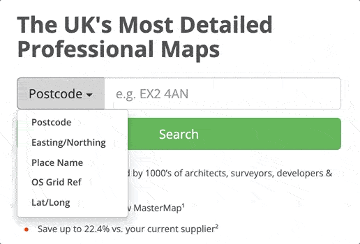 Search for your location options on MapServe