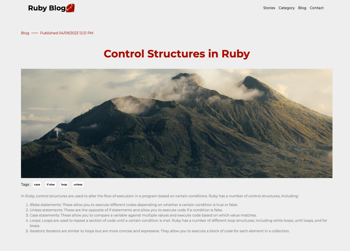 Ruby blog app rendered individual blog post