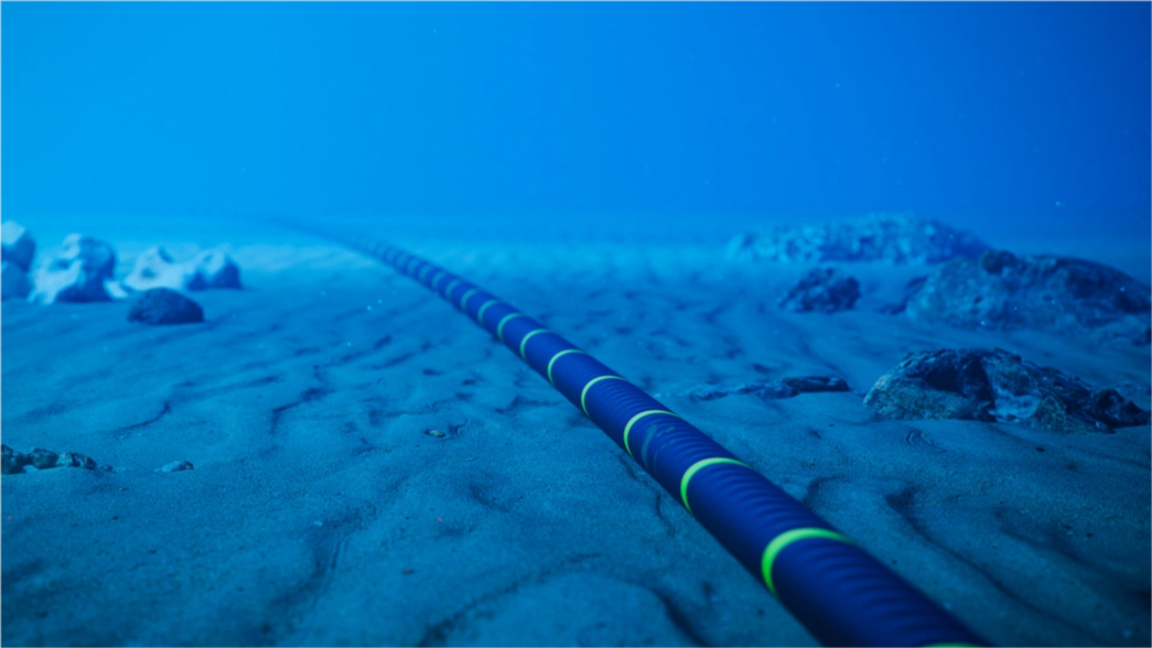 Underwater Fiber Optic Cable On Ocean Floor
