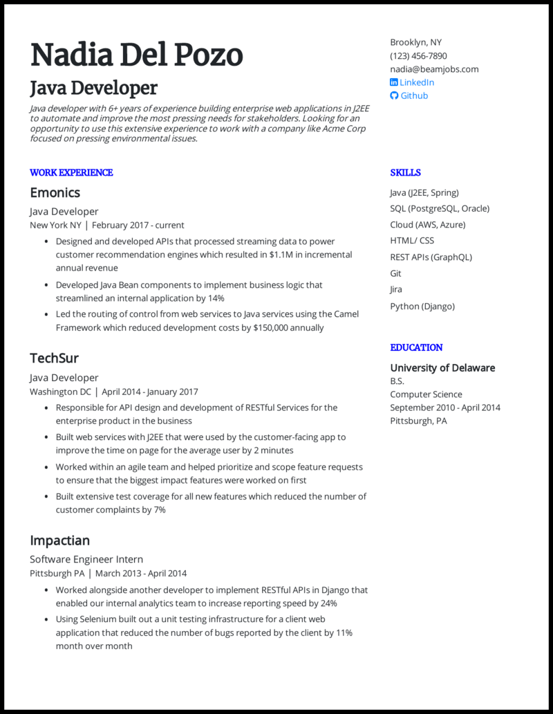 5 Java Developer Resume Samples Built For 2021