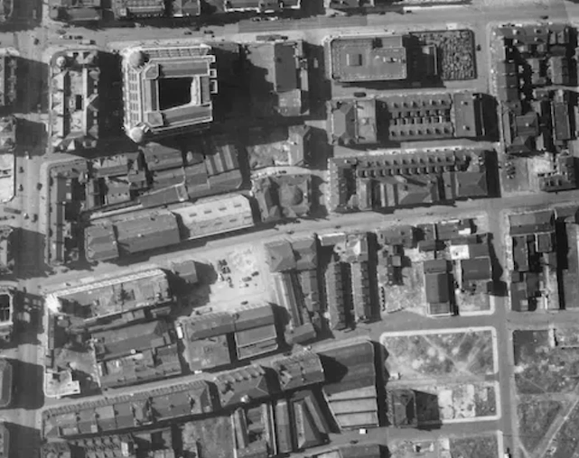 Old aerial photo, historical aerial photo,