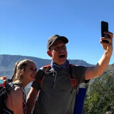 Dad and daughter taking a photo