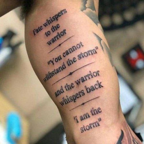 quote tattoo on man's arm