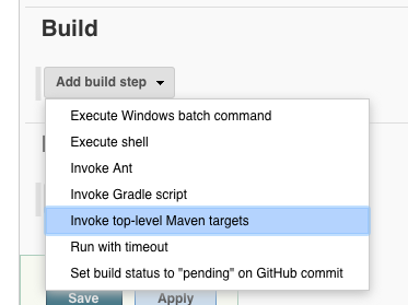 maven jenkins build step menu