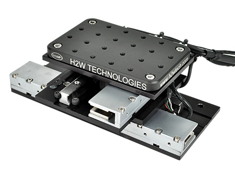 Low profile XY single rail positioning stage